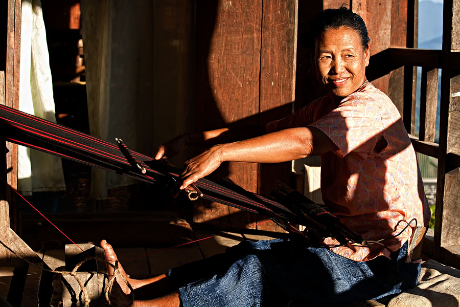   Woman weaving at Longsa village, belonging to the Lotha naga clan